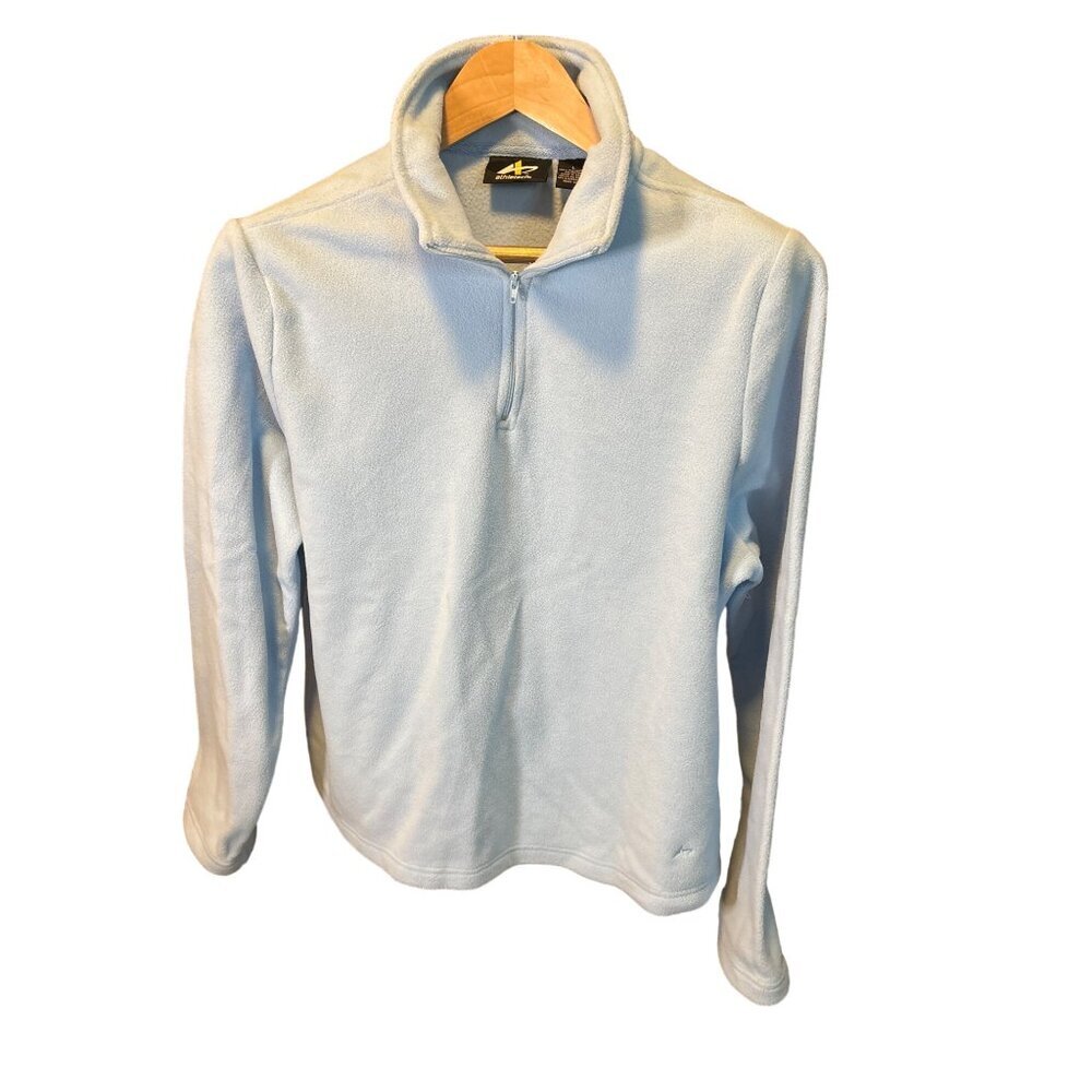 Athletech Light Blue Fleece Pullover Half Zip 100% Polyester Sweater Size L - Picture 1 of 6